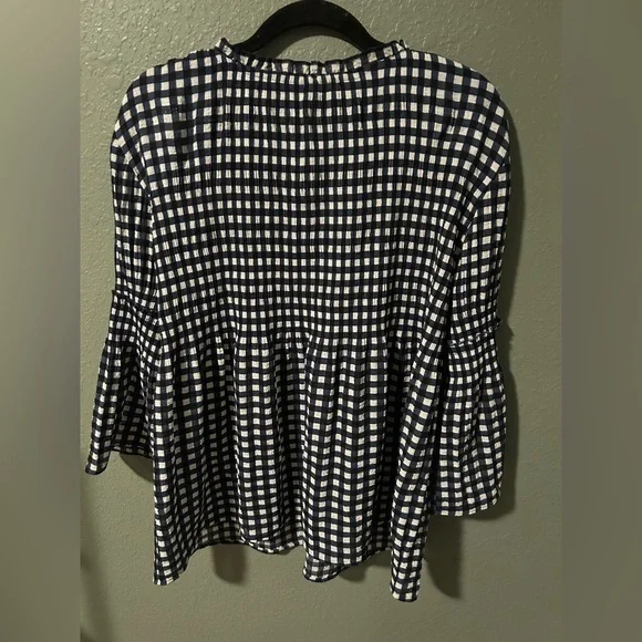Blue & White Gingham Blouse - Picture 5 of 6